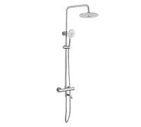 QTYQWC Conjunto de Ducha de baño termostático Chapado con Plateado 3 Modos Cabezal de Ducha de Lluvia Redonda 3 Cabezal de Ducha con Varilla de Ducha Sistema de batidora de Ducha