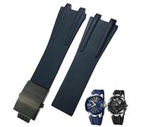 QTYQWC Correa de Reloj con Hebilla Plegable de Acero y Goma, 26mm, Apta para Ulysse Nardin, Accesorios Deportivos Impermeables en Azul, Negro y marrón