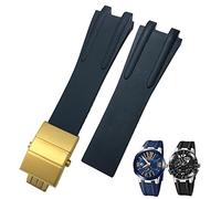 QTYQWC Correa de Reloj con Hebilla Plegable de Acero y Goma, 26mm, Apta para Ulysse Nardin, Accesorios Deportivos Impermeables en Azul, Negro y marrón