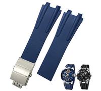 QTYQWC Correa de Reloj con Hebilla Plegable de Acero y Goma, 26mm, Apta para Ulysse Nardin, Accesorios Deportivos Impermeables en Azul, Negro y marrón