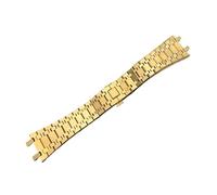 QTYQWC Correa de Reloj de Acero Inoxidable de 21 mm y 26 mm para Hombre y Mujer, Color Negro, Dorado y Plateado, Compatible con Correa Ap Royal Oak y Hebilla Plegable