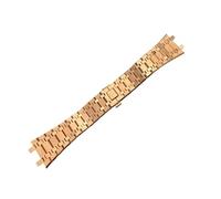 QTYQWC Correa de Reloj de Acero Inoxidable de 21 mm y 26 mm para Hombre y Mujer, Color Negro, Dorado y Plateado, Compatible con Correa Ap Royal Oak y Hebilla Plegable
