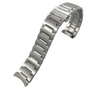 QTYQWC Correa de Reloj de Acero Inoxidable Macizo con Extremo Curvo de 21 mm para MIDO M021.431 para MIDO 40 mm Serie de Relojes Commander Correa de muñeca Plateada para Hombre