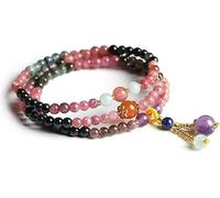 QTYQWC Cuentas de oración, Collar de Cuentas, Pulsera, oración, turmalina Natural tibetana, joyería de Chakras curativos budistas para Accesorios de Regalo Unisex (Color: turmalina)