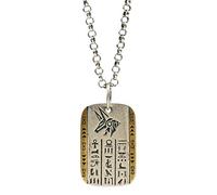QTYQWC Dos Tono 925 Silver Sterling Ancient Egipcy Dioses Anubis Horus Collar Colgante con jeroglíficos para Hombres Mujeres de 60 cm Cadena