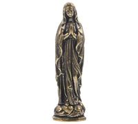 QTYQWC Estatua de la Virgen María de latón - Escultura en Miniatura Figura Decorativa del catolicismo - Artesanía de decoración clásica para Escritorio - En Laton Mini Virgen Stand