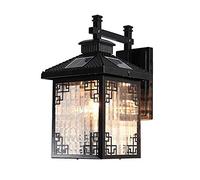 QTYQWC Fashion Creative Square Solar Glass Wall Light Imploud Faille Outdoor Lantern Retro European Soporte de Aluminio Lámpara antirrustante Balcón Agua Decreto Decorativo Indoor y Outdoo