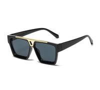 QTYQWC Gafas de sol cuadradas de gran tamaño 2025 para mujeres y hombres, vintage, marco grande, recorte de metal, gafas de sol de moda para mujer, Black, Talla única