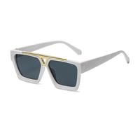 QTYQWC Gafas de sol cuadradas de gran tamaño 2025 para mujeres y hombres, vintage, marco grande, recorte de metal, gafas de sol de moda para mujer, White, Talla única