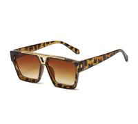 QTYQWC Gafas de sol cuadradas de gran tamaño 2025 para mujeres y hombres, vintage, marco grande, recorte de metal, gafas de sol de moda para mujer, leopardo, Talla única
