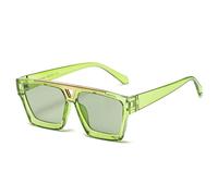 QTYQWC Gafas de sol cuadradas de gran tamaño 2025 para mujeres y hombres, vintage, marco grande, recorte de metal, gafas de sol de moda para mujer, Verde transparente, Talla única