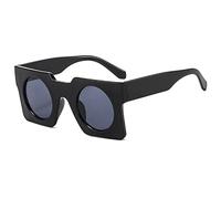 QTYQWC Gafas de sol punk 2025 para mujeres y hombres, montura redonda, lentes azules, retro, UV400, Black, Talla única