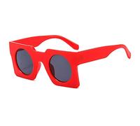 QTYQWC Gafas de sol punk 2025 para mujeres y hombres, montura redonda, lentes azules, retro, UV400, Red, Talla única