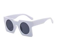 QTYQWC Gafas de sol punk 2025 para mujeres y hombres, montura redonda, lentes azules, retro, UV400, White, Talla única