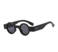 QTYQWC Gafas de sol retro pequeñas y redondas para mujer, estilo punk, UV400, lentes transparentes para el océano, lentes de sol con remaches de tendencia, negro, gris, Talla única