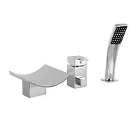 QTYQWC Grifo de Relleno de bañera de Cascada con Cabezal de Ducha de Mano con muñeco de Tina de bañera de bañera de bañera Montaje de Cubierta de 3 Orificios de Tina de bañera de bañera de bañera