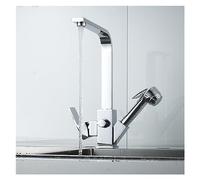 QTYQWC Grifo para Fregadero de Cocina, Control Dual frío y Caliente, Todo Cobre, rotación extraíble, Lavabo retráctil para Lavado de Verduras con Pistola rociadora (C7)