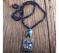 QTYQWC Joyas de Moda Piedras Naturales Piedra de Cristal Anudada Semi Precious Stone Boho Multi Colgante Collar Mujeres Regalo