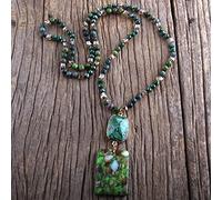 QTYQWC Joyas de Moda Piedras Naturales Piedra de Cristal Anudada Semi Precious Stone Boho Multi Colgante Collar Mujeres Regalo
