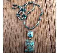 QTYQWC Joyas de Moda Piedras Naturales Piedra de Cristal Anudada Semi Precious Stone Boho Multi Colgante Collar Mujeres Regalo