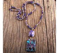 QTYQWC Joyas de Moda Piedras Naturales Piedra de Cristal Anudada Semi Precious Stone Boho Multi Colgante Collar Mujeres Regalo