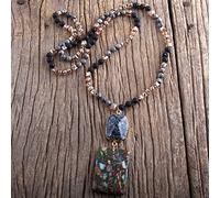 QTYQWC Joyas de Moda Piedras Naturales Piedra de Cristal Anudada Semi Precious Stone Boho Multi Colgante Collar Mujeres Regalo