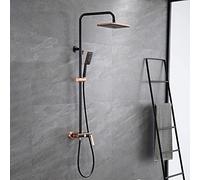 QTYQWC Juego de grifos de Ducha Expuestos, Cabezal de Ducha de Lluvia de ABS con pulverizador de Ducha de Mano, Sistema de Ducha de Mango de Mango montado en la Pared con bañera, Pistola Gris, Cromo