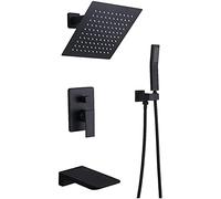 QTYQWC Juntos de grifos de Ducha completos, Sistema de Ducha con Cabezal de Ducha de Lluvia de 10 '' Cabezal de Ducha de bañera de bañera, Juego de Ducha de bañera de baño, níquel Cepillado, níquel