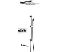 QTYQWC Kits de Ducha, Juego de Ducha de baño montada en la Pared Cabezal de Ducha de Lluvia de 10 Pulgadas Baño de Agua fría Caliente Grifo de Ducha de Agua fría