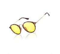 QTYQWC LN2447 - Lentes de sol polarizados redondos para conducción y visión nocturna para mujeres y hombres, A02 Marco de carey / visión nocturna