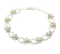 QTYQWC Nuevo 2025 5x3mm diseñado 14 g de Amatista Verde de Color Verde Color Blanco CZ joyería para la Pulsera Plateada de la Mujer 7.5-8.5 Pulgadas Joyas de decoración de Lujo con Accesorios de Moda