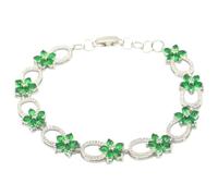 QTYQWC Nuevo 2025 5x3mm diseñado 14 g de Amatista Verde de Color Verde Color Blanco CZ joyería para la Pulsera Plateada de la Mujer 7.5-8.5 Pulgadas Joyas de decoración de Lujo con Accesorios de Moda