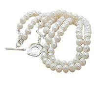 QTYQWC Nuevo 2025 Unisex 8 mm Doble Blanco Perlas Natural Collar 925 Plata esterlina para Mujeres de Moda de Boda decoración Joyas de Lujo con ustedes Accesorios de Moda para Mujeres y Hombres
