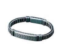 QTYQWC Nuevo 2026 925 Pulsera Tejida de Plata para Hombres Diseño Vintage clásico Textura geométrica de Estilo Nacional brazaletes de Joyas Retro Accesorios de Moda Regalo Creativo