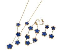 QTYQWC Nuevo 2026 Llegada láser de Acero Inoxidable Simple Flosa de Cinco Hojas Collar Collar Pendientes Joya Joya Fiesta de Mujeres Accesorios de Moda Regalo Creativo