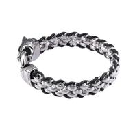 QTYQWC Nuevo 2026 unisex 13 mm 8.5 '' Pulsera de cuero de punto Bujero de moda de acero inoxidable Wolf Bangle Heartings Jewelry Hallazgos de joyas de moda Regalo creativo para mujeres y hombres
