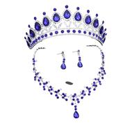 QTYQWC Nuevos Conjuntos de Joyas de Tiaras Nupciales 2025 para Mujeres Collar de Corona y aretes Juego de cumpleaños Accesorios de Joyas de Bodas Joyas de Joyas de Moda Accesorios de Moda Creativo