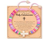 QTYQWC Primera comunión dones Que Dios te Bendiga Pulsera Cruzada para Mujeres Bautismo de comunión Confirmación de Regalos Cristianos católicos