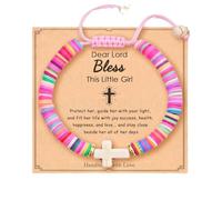 QTYQWC Primera comunión dones que Dios te bendiga pulsera cruzada para mujeres Bautismo de comunión Confirmación de regalos cristianos católicos