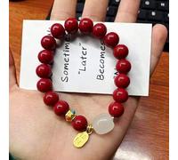 QTYQWC Pulsera de cinabrio Natural Pulsera Amuleto de Feng Shui Prosperidad Cinabrio Natural Cinabrio Morado Cinabrio Rojo Símbolos Grabados Curación de Reiki Meditación de Chakras Atraer Suerte 8MM