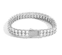 QTYQWC Pulsera de moissanite de doble fila de 14k para mujeres, pulsera moissanita de corte redondo, regalo de joyería de lujo para mujeres