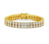 QTYQWC Pulsera de tenis doble de oro de oro de oro de 18k, 8 pulgadas de longitud, impresionante regalo de joyería para hombres