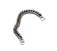 QTYQWC Pulseras de Cadena Cubana Retro Gruesa para Hombres Hiss, Pulsera de Cadena de acera de Acero Inoxidable Gris Regalos de joyería de Punk Vintage