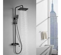 QTYQWC Sistema de Ducha con bañera, Lluvia de Lujo Cabezal de Ducha con pulverizador de Ducha de Mano, Grifo de Ducha de Mango montonero montado en la Pared, Cromo Cromado