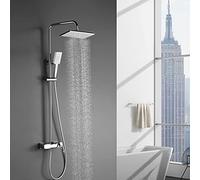 QTYQWC Sistema de Ducha con bañera, Lluvia de Lujo Cabezal de Ducha con pulverizador de Ducha de Mano, Grifo de Ducha de Mango montonero montado en la Pared, Cromo Cromado