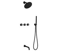 QTYQWC Sistema de Ducha Negro Mate Combo de Ducha montada en la Pared Conjunto de Ducha Manual y Cabezal de Ducha de Lluvia de 20 cm.