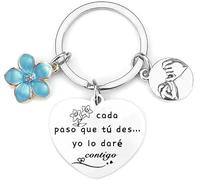 QTZXZX Gift Woman, Llavero Gift Friend, Llavero Amistad, Letras de llavero cada paso que tú des...yo lo daré contigo