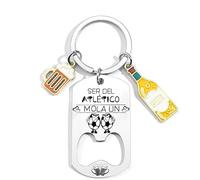 QTZXZX Llavero de fútbol divertido y original | Llavero Atlético | Regalo divertido para aficionados del Atlético de Madrid | Idea original para cumpleaños, Navidad o Día del Padre | Llavero (1)