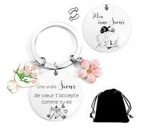 QTZXZX - Llavero, hermana de corazón, regalo para hermana y alma gemela, llavero grabado para cumpleaños, idea de regalo sentimental