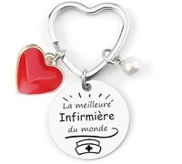 QTZXZX - Llavero para enfermera, regalo de enfermera, escuela, regalo de fin de año escolar, regalo de enfermera, Navidad, "La mejor enfermera del mundo", plata, L